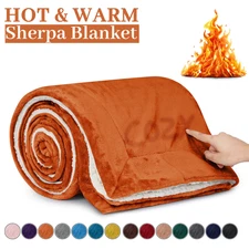 Warm Sherpa Fleece Blanket Ultra Soft Reversible Sofa Bed Couch Throw Twin Queen