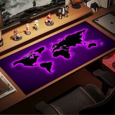 E-Sports Gaming Mouse Pad, Purple Fluorescent Edge World Map Silhouette, Non-S