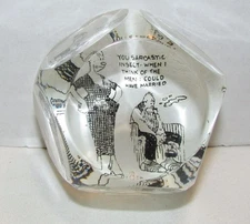 Bringing Up Father Maggie & Jiggs Glass Paperweight