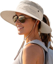 Sun Hat with Ponytail Hole, Wide Brim, Packable, for Beach or Hiking, Summer