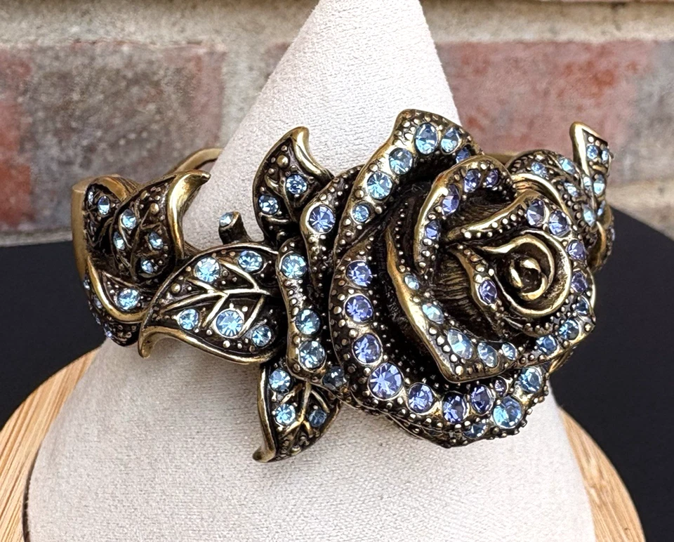 Brazalete Heidi Daus Rosa Elegancia Flor Azul Cristal Floral Impresionante Foto 2 de 4