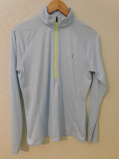 Under Armour HeatGear Womens Light Blue 3/4 Zip Mock Neck Pullover L Lightweight