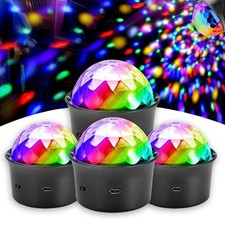 4 Pack Mini Disco Light, Voice Activated Multicolor Disco Party Lights, USB R...