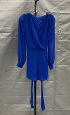 Express Women's Cobalt Blue Surplice Tie Back Balloon Sleeve Mini Dress NWT Sz S