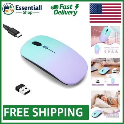 Dual Mode Bluetooth 5.2 Wireless Mouse with LED Lighting - Slim, Silent, and ...