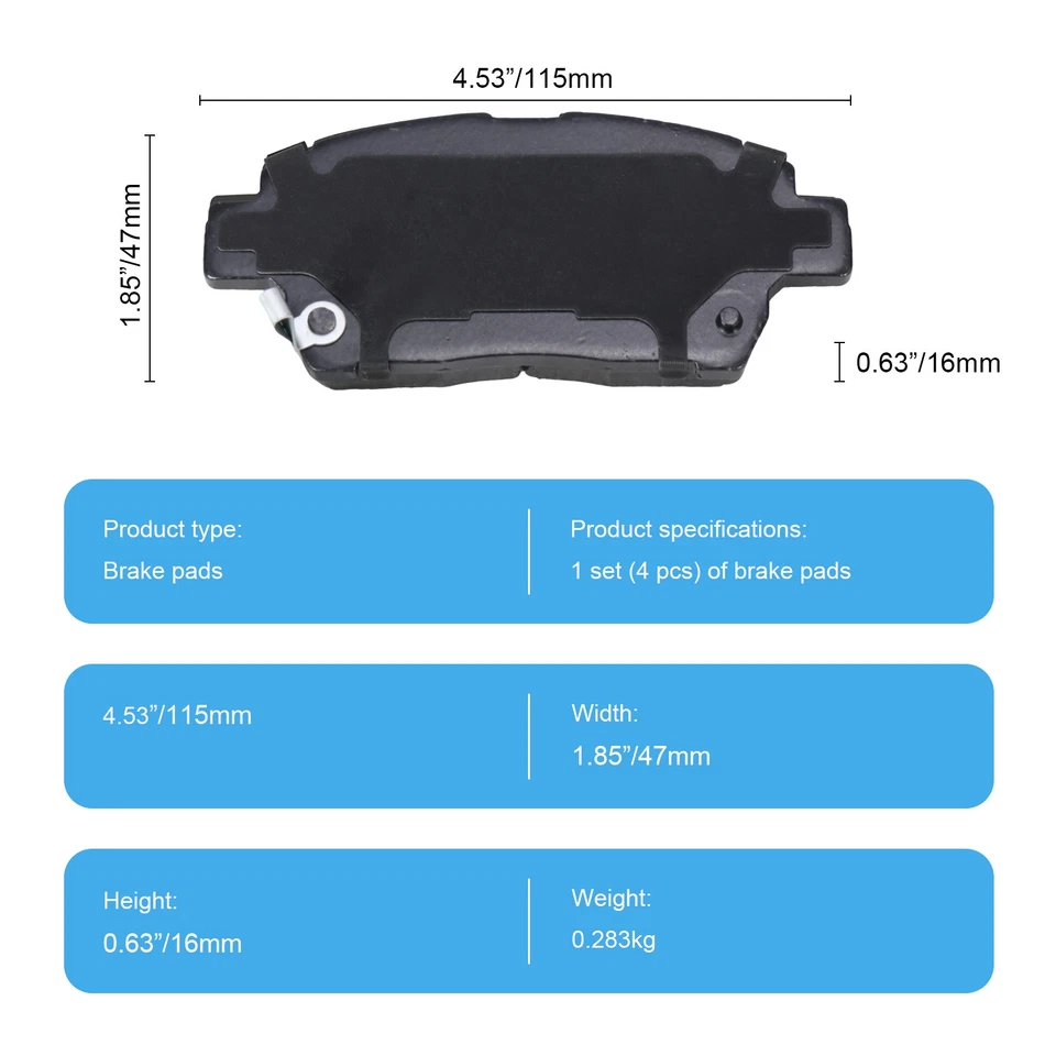 Juego de pastillas de freno delanteras de cerámica P-822 para Scion xB xA 2004-2006 y Toyota Echo Foto 3 de 4