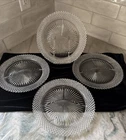 Vintage Anchor Hocking Miss America Diamond  Divided Grill Plates 4 Clear Glass