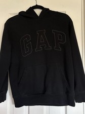 Gap Kids Boys Black Pullover Hoodie XL Fleece Logo Hooded Pocket