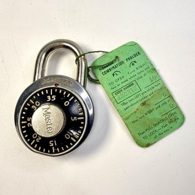 Vintage Master Lock Padlock With Original Tag Combination 16-6-0 1950s 1960s USA