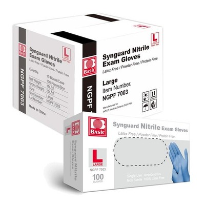 Basic Medical Blue Nitrile Exam Gloves - Latex-Free & Powder-Free - NGPF 7003...