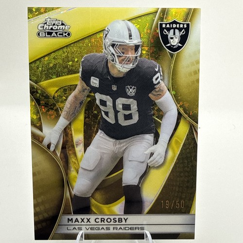 2025 Topps Chrome Black Maxx Crosby Gold Mini-Diamond Refractor #/50 Raiders