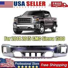Steel Front Bumper Face Bar Chrome W/O Sensor For 2014 2015 GMC Sierra 1500