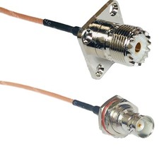 RG316 UHF Female Flange to BNC FEMALE BIG BULKHEAD RF Cable Rapid-SHIP LOT