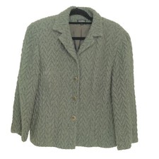 Juliana Collezione Women’s Size 12 Made in USA Green Knit Button Front Blazer