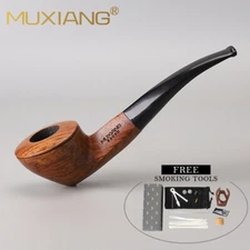 Handmade Pearwood Smoking Pipe Bent Acrylic Mouthpiece 3mm Filter Beginner Pipe
