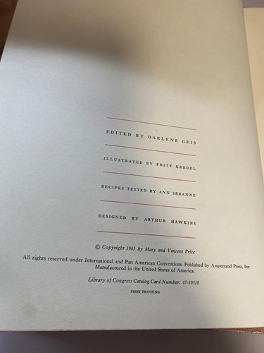 SIGNED A Treasury of Great Recipes by Mary & Vincent Price 1st printing 1965 - Picture 6 of 8
