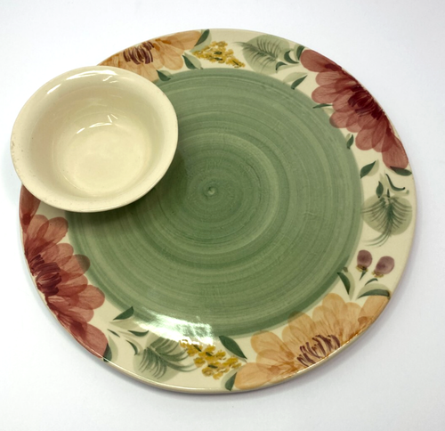 Meadows by Patton Floral Pottery Tray & Bowl Set 13" Serving Dish Discontinued - Picture 21 of 23