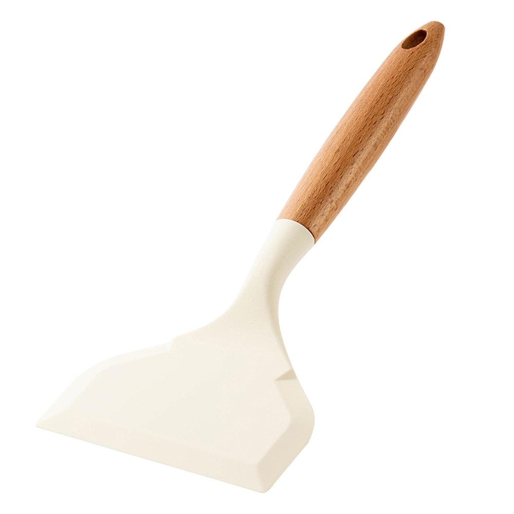 Non-Stick Pancakes Shovel Silicone Wooden Handle Wide Pot Spatula Kitchen