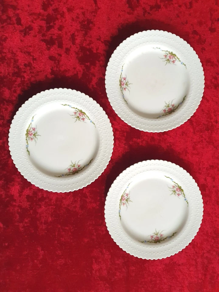 Scherzer Bavaria Relief Blumendekor 3 Kuchen- Frühstücksteller romantisches Paar