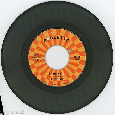 The Devotions 1964 Roulette 45rpm Rip Van Winkle b/w Sentimental Reasons Doo Wop