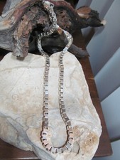 6. Vintage 925 Sterling Silver Box 4mm Chain Link Necklace 52g, Almost 18" ITALY