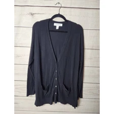 Pure Energy Womens Cardigan Sweater Black Nylon Blend Long Sleeve V Neck Plus X