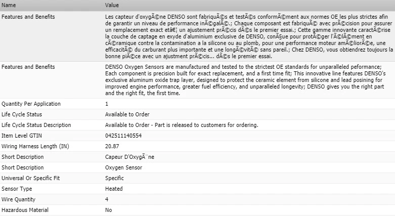 Sensor de oxigênio upstream Denso para 1989-1991 TOYOTA PICKUP L4-2.4L - Imagem 2 de 4