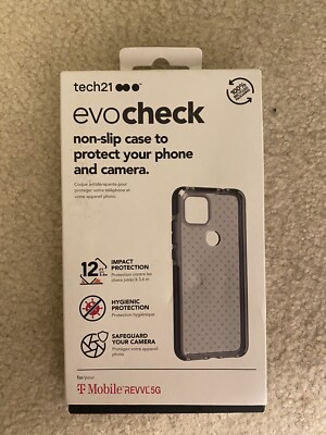 TMobile REVVL5G Tech21 Evo Check Non-Slip Impact Case - Smokey Black 