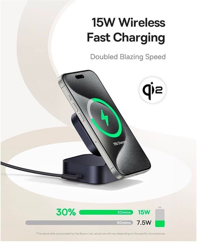Baseus PicoGo Wireless Charger, Qi2 Certified 15W Magnetic Charger Stand - 第 2/7 張圖片