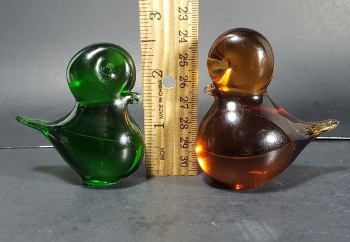 FM Konstglas Ronneby Sueco Pippi Ámbar Marrón y Verde Vidrio Gordito Pájaros - Imagen 7 de 7