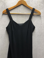 R M Richards Evening Dress Size 12 Black Studded Design Sleeveless V Neck