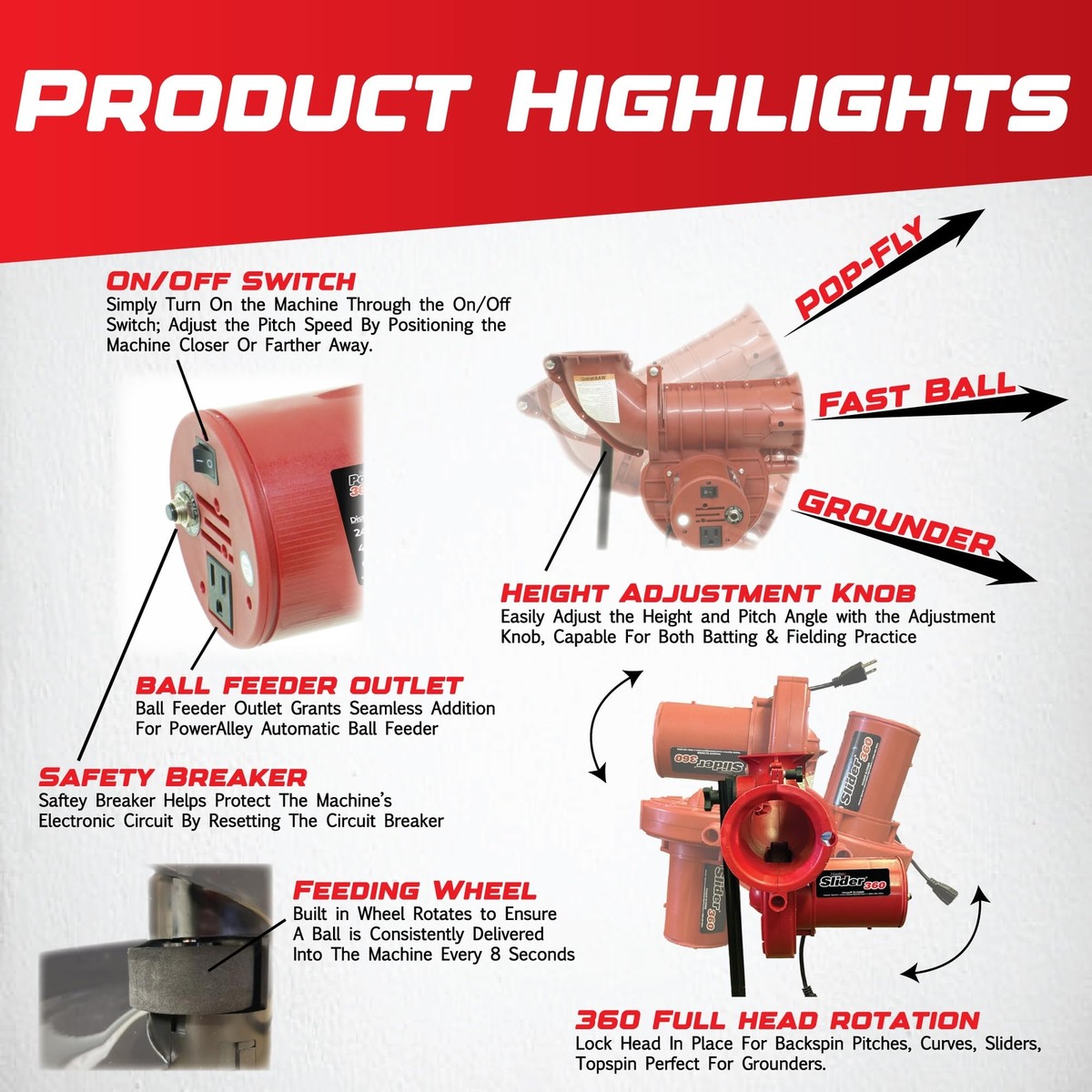 Heater Sports PA99 Power Alley Lite Baseball Pitching Machine for