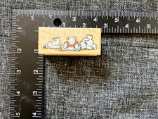 All Night Media WM Rubber Stamp 100E Teddy Bear Border Tumbling Holiday 1983 VTG