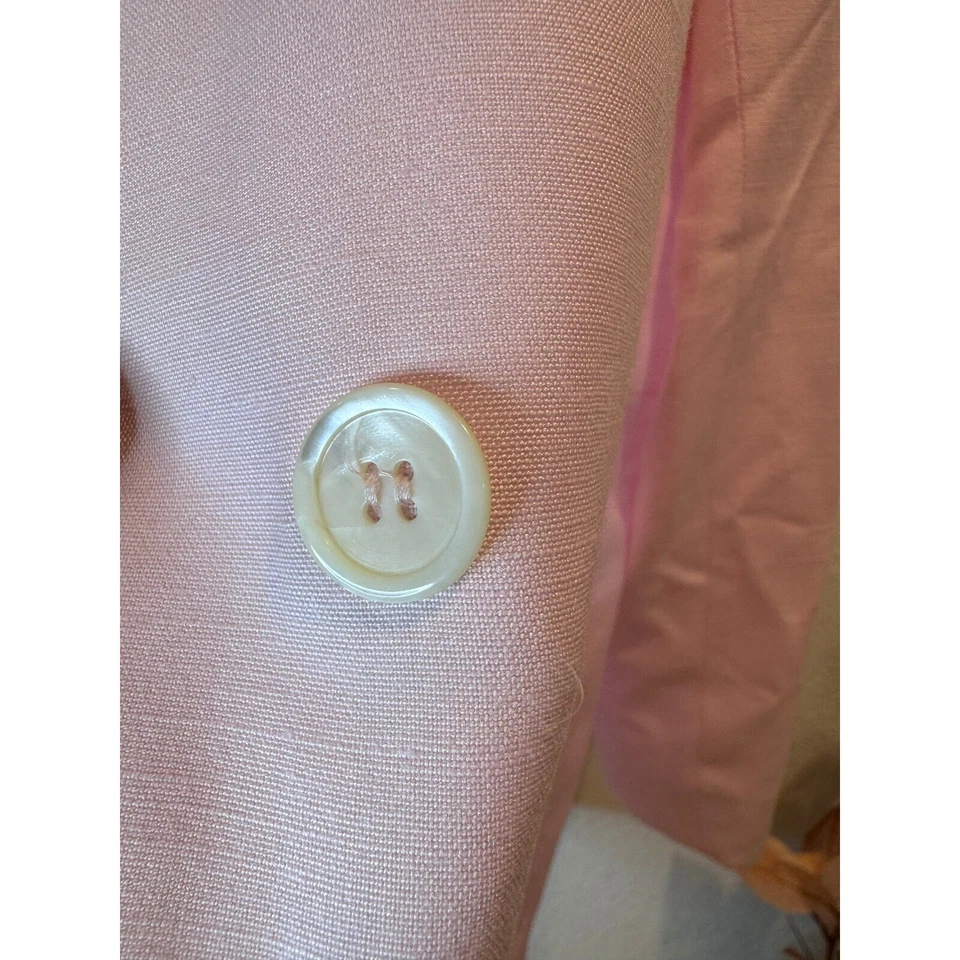 Blazer Vintage Evan-Picono Rosa Lino Talla 10 ILGWU Hecho en Unión EE. UU. Doble Pecho Foto 4 de 4