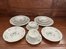 12 Pieces Vintage Mitterteich Bavarian Ming Green China Set For 2 Germany