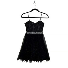 City Studio Black Strapless Lace Tulle Dress Size 1