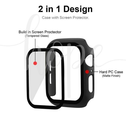 Case Cover Apple Watch iWatch 8/7/6/5/4/3/2/SE 45 44 42 41 40 38 Tempered Glass - Picture 3 of 15
