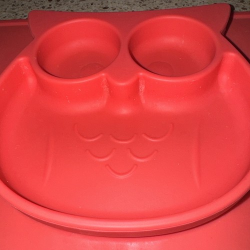 Nuby Owl Red Silicone Divided Feeding Placemat No Slip Food Tray Baby - Picture 2 of 4
