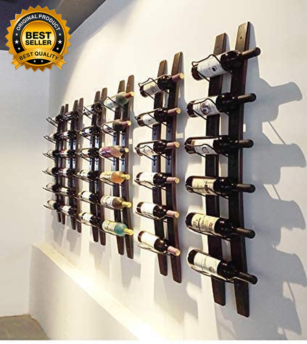 Wall Mounted Wine Rack, Barrel Stave Wine Rack, Imported Pine Wood and Metal Win