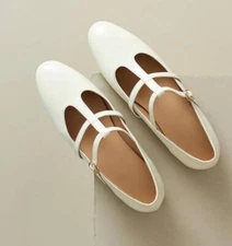 Women Round Toe Leather Flat Shoes Buckle Sweet Girl Mary Jane Shoes Size	