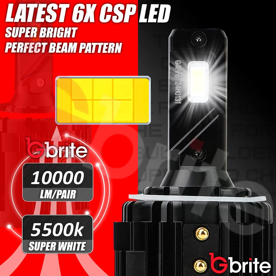 VW Golf MK6 MK7 - H7 COB LED Headlight Bulbs Kit 10000 Lumens Canbus 100W HID G4 - Image 4 of 4