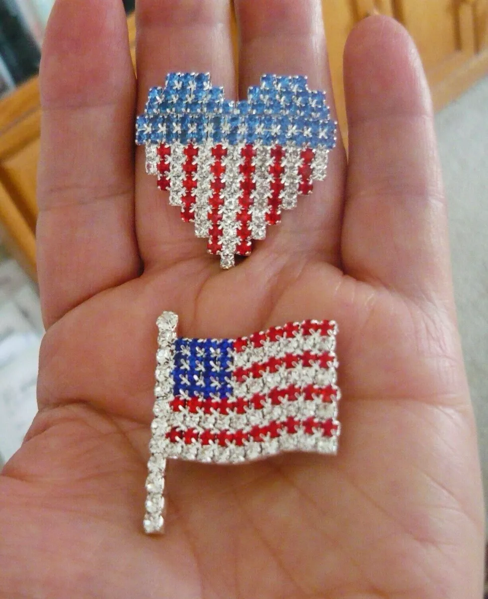 Rhinestone flag best sale pin