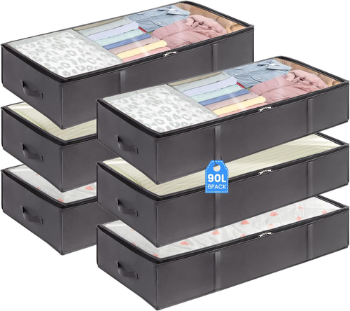 6PACK 90L Underbed Storage Containers,Reinforced Handle Closet Organizers and St - Picture 12 of 12