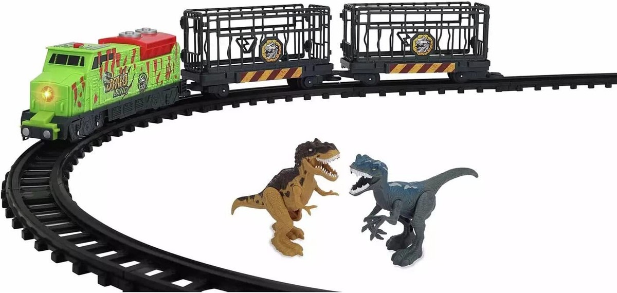 Chad Valley Motorized Express Train Set with Jurassic Large  Playset