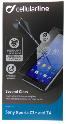 Cellularline Second Glas Sony Xperia Z3+ Z4 Display Schutz Hartglas Folie 9H 430