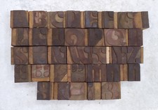 34 Pieces Mix Letterpress Wood/Wooden Hand-Carved Matrices for Type English