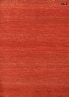 Elegant Handcrafted Gabbeh Solid Rust Wool Rug - Limited Edition'' 4x6 ft