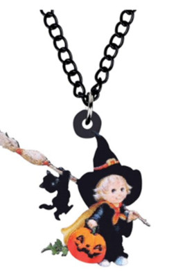 Halloween Black Witch Pendant Necklace | eBay