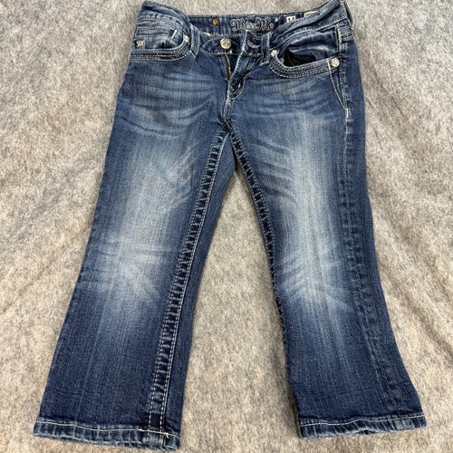 Miss Me Girls Jeans Size 14 Capri Youth Embellished Cross Rhinestone