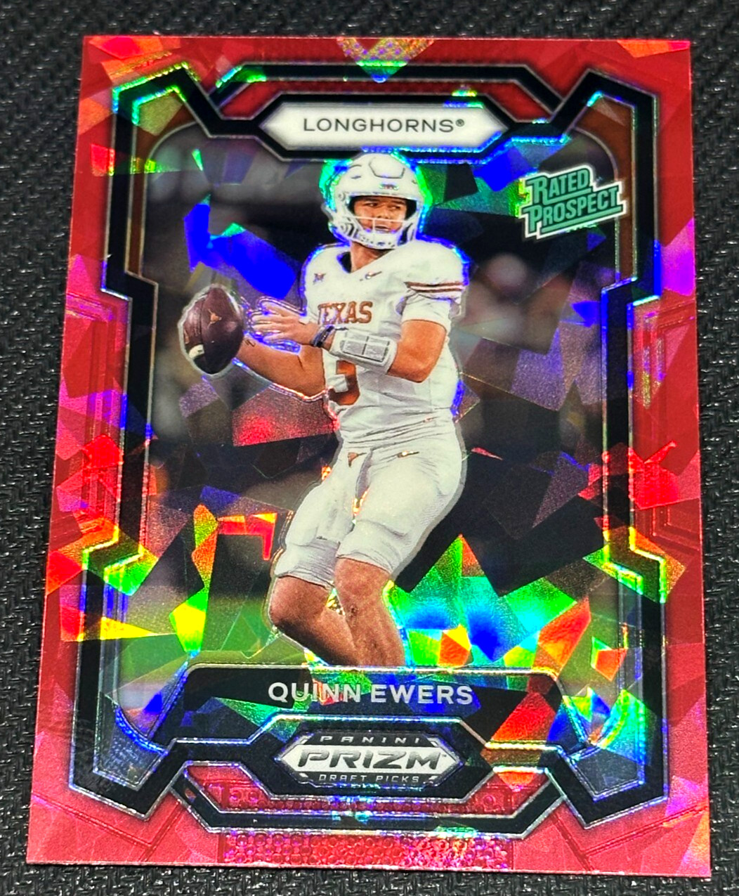2024 Panini Prizm Draft Picks Quinn Ewers Red Cracked Ice Rated Prospect #191 RC